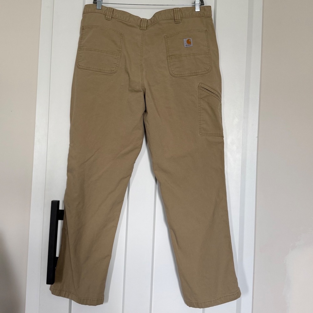 Carhartt Rugged Flex Work Pants Khaki Relaxed Fit 42x34 Canvas - Picture 2 of 11